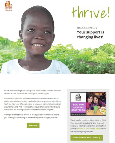 thrive magazine cover featuring smiling African girl