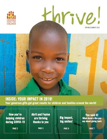 thrive magazine cover featuring smiling African girl and her mom